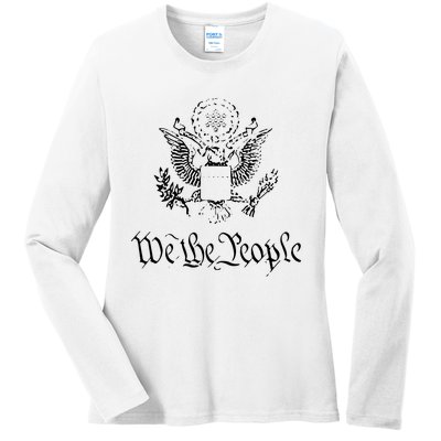 WE THE PEOPLE AMERICAN BALD EAGLE SEAL FLAG US CONSTITUTION Ladies Long Sleeve Shirt