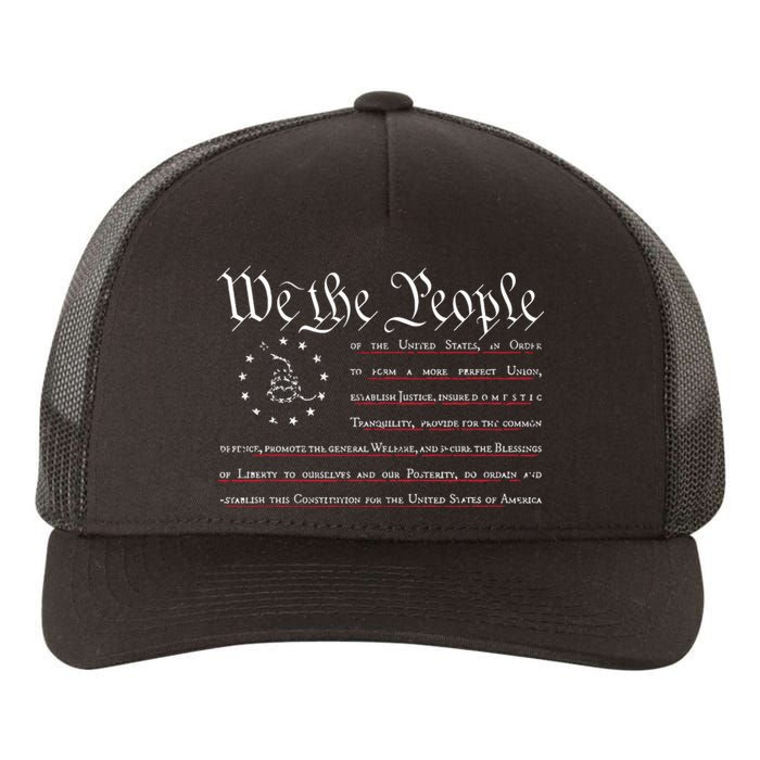 We The People Gadsden USA Flag Preamble Of The Constitution Yupoong Adult 5-Panel Trucker Hat