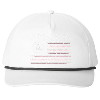 We The People Gadsden USA Flag Preamble Of The Constitution Snapback Five-Panel Rope Hat