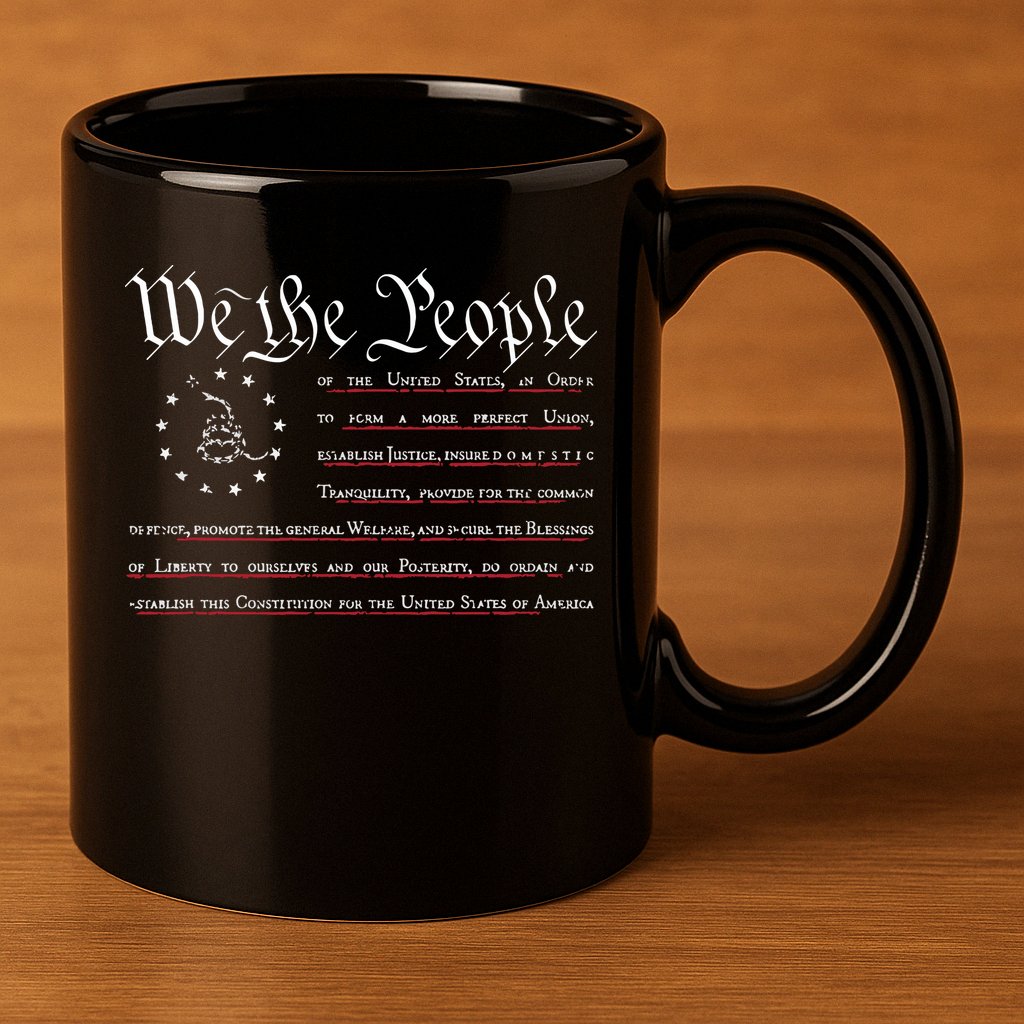 We The People Gadsden USA Flag Preamble Of The Constitution 11oz C Handle Ceramic Mug