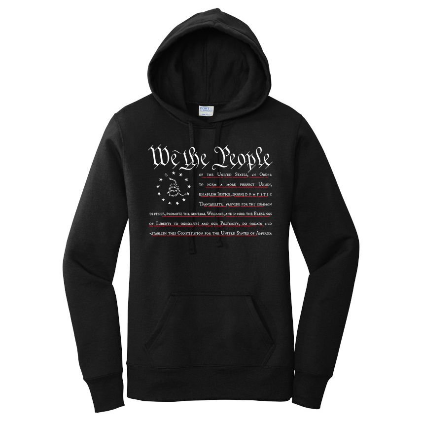 We The People Gadsden USA Flag Preamble Of The Constitution Women's Pullover Hoodie