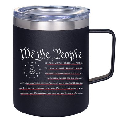 We The People Gadsden USA Flag Preamble Of The Constitution 12oz Stainless Steel Coffee Mug