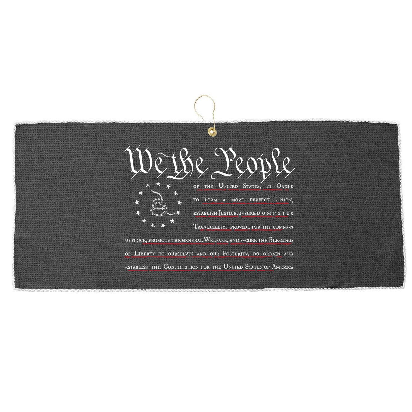 We The People Gadsden USA Flag Preamble Of The Constitution Large Microfiber Waffle Golf Towel