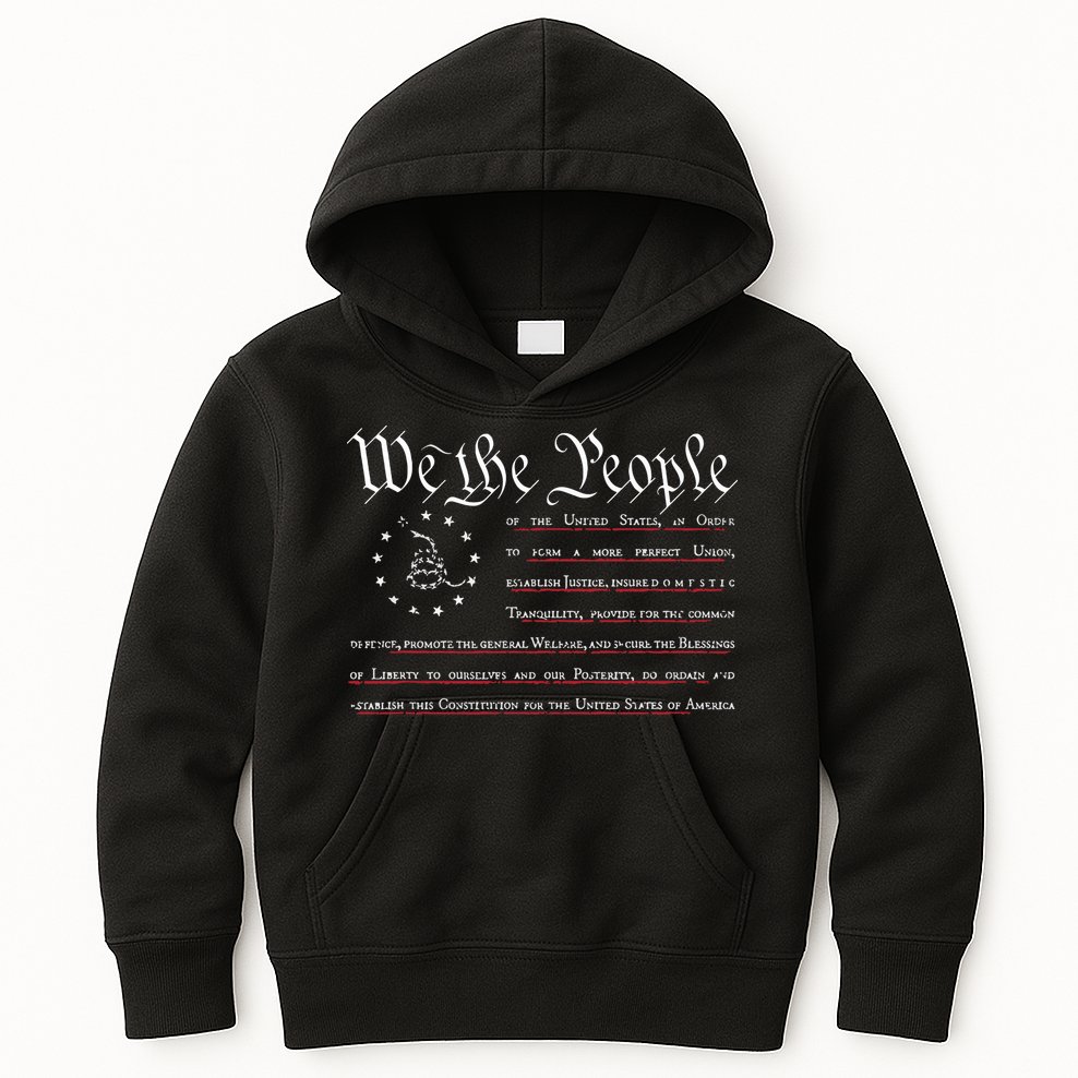 We The People Gadsden USA Flag Preamble Of The Constitution Kids Hoodie
