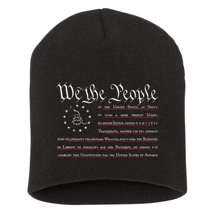 We The People Gadsden USA Flag Preamble Of The Constitution Short Acrylic Beanie