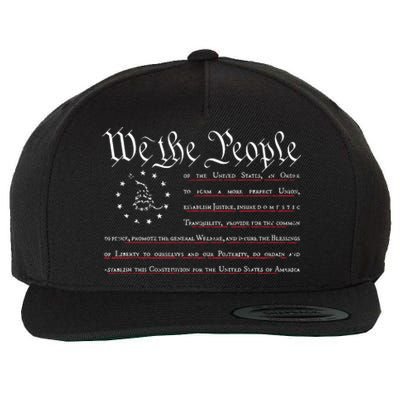 We The People Gadsden USA Flag Preamble Of The Constitution Wool Snapback Cap