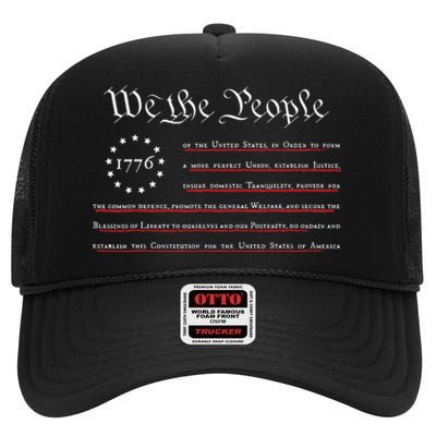 WE THE PEOPLE Preamble US Constitution 4th Of July 1776 High Crown Mesh Back Trucker Hat