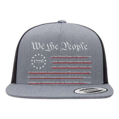 WE THE PEOPLE Preamble US Constitution 4th Of July 1776 Flat Bill Trucker Hat