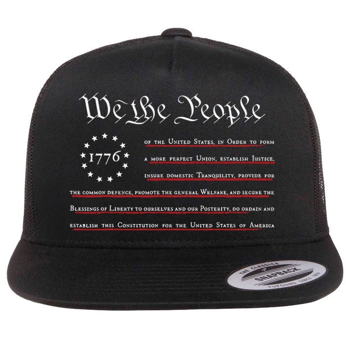 WE THE PEOPLE Preamble US Constitution 4th Of July 1776 Flat Bill Trucker Hat