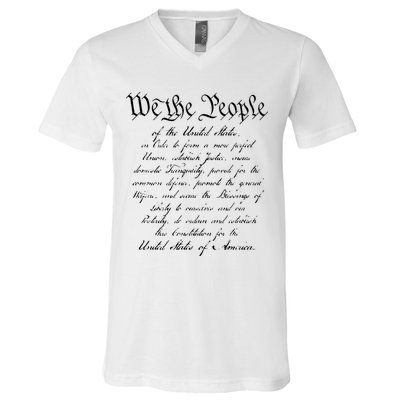 WE THE PEOPLE Preamble To The US Constitution Patriotic V-Neck T-Shirt