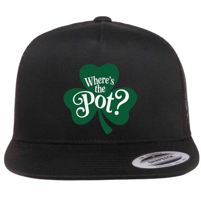 WhereS The Pot Of Gold Funny St PatrickS Day Shamrock .Png Flat Bill Trucker Hat
