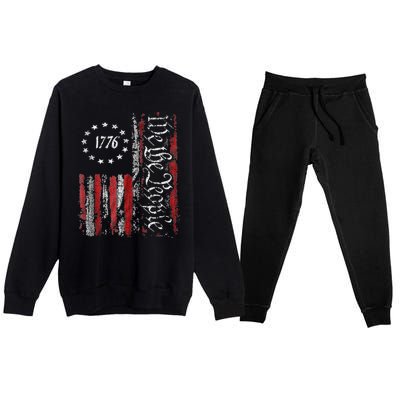 We The People American History 1776 Independence Day Vintage Premium Crewneck Sweatsuit Set