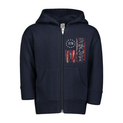 We The People American History 1776 Independence Day Vintage Toddler Zip Fleece Hoodie