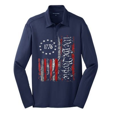 We The People American History 1776 Independence Day Vintage Silk Touch Performance Long Sleeve Polo