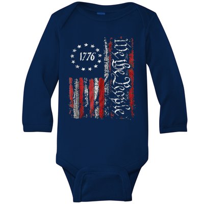 We The People American History 1776 Independence Day Vintage Baby Long Sleeve Bodysuit