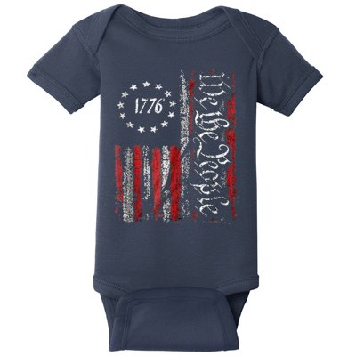 We The People American History 1776 Independence Day Vintage Baby Bodysuit