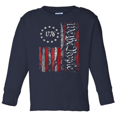 We The People American History 1776 Independence Day Vintage Toddler Long Sleeve Shirt