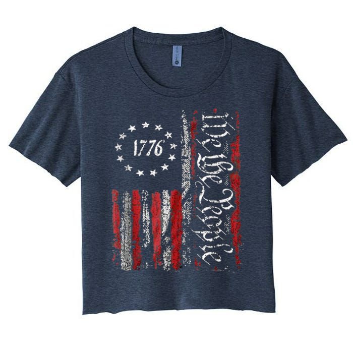 We The People American History 1776 Independence Day Vintage Women's Crop Top Tee