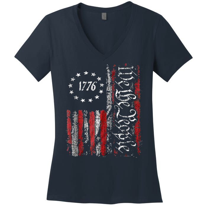 We The People American History 1776 Independence Day Vintage Women's V-Neck T-Shirt