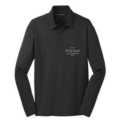 We The People Never Surrender! 4th Of July 2024 Usa Maga Silk Touch Performance Long Sleeve Polo