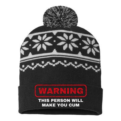 Warning This Person Will Make You Cum USA-Made Snowflake Beanie