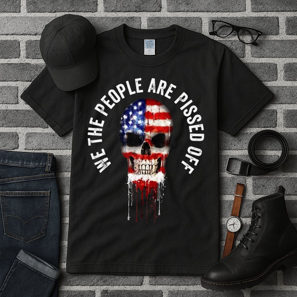 We The People Are Pissed Off Vintage USA America Skull Flag Tall T-Shirt