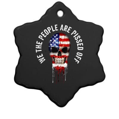 We The People Are Pissed Off Vintage USA America Skull Flag Ceramic Star Ornament