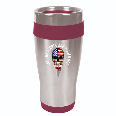 We The People Are Pissed Off Vintage USA America Skull Flag 16oz Travel Tumbler
