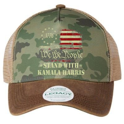 We The People Stand With Kamala Harris 2024 American Flag Legacy Tie Dye Trucker Hat
