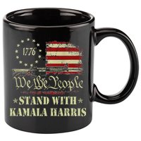 We The People Stand With Kamala Harris 2024 American Flag 11oz C Handle Ceramic Mug