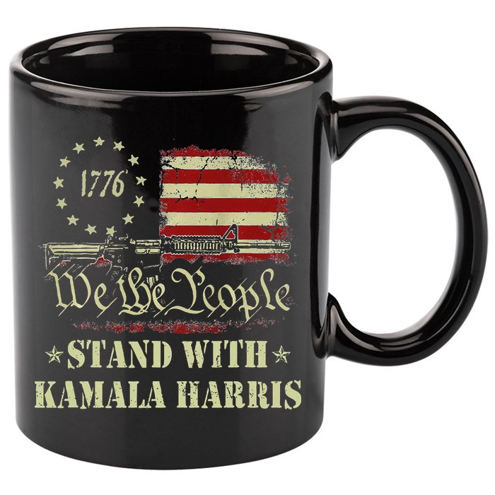 We The People Stand With Kamala Harris 2024 American Flag 11oz C Handle Ceramic Mug