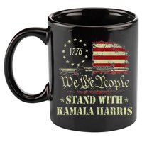 We The People Stand With Kamala Harris 2024 American Flag 11oz C Handle Ceramic Mug
