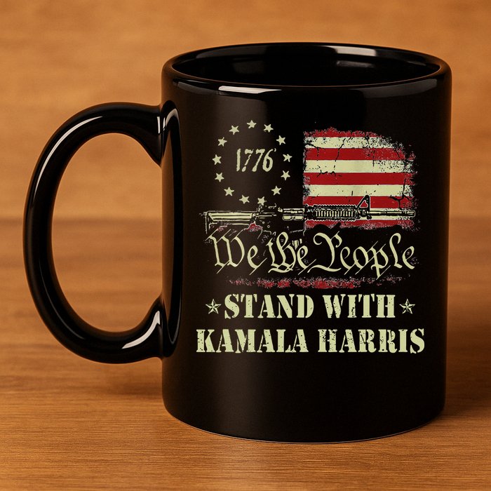 We The People Stand With Kamala Harris 2024 American Flag 11oz C Handle Ceramic Mug