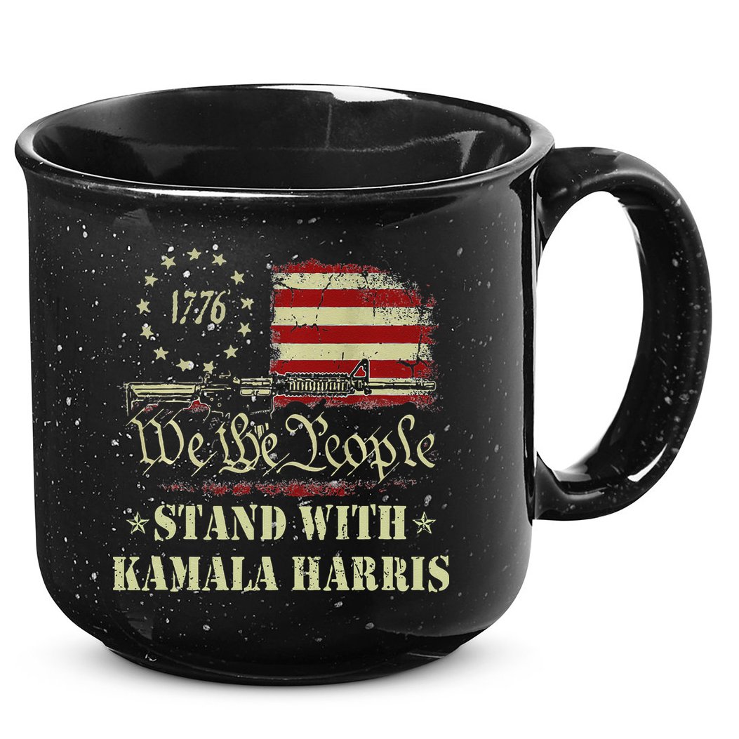 We The People Stand With Kamala Harris 2024 American Flag 15oz Campfire Ceramic Mug