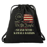 We The People Stand With Kamala Harris 2024 American Flag Drawstring Bag