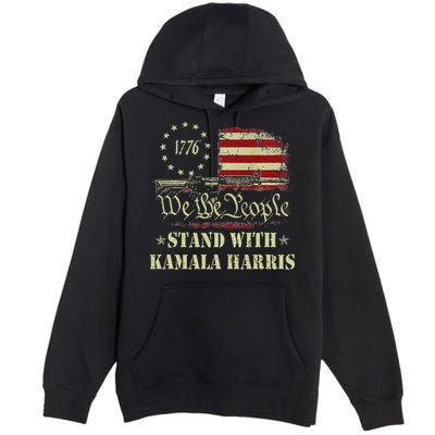 We The People Stand With Kamala Harris 2024 American Flag Premium Pullover Hoodie