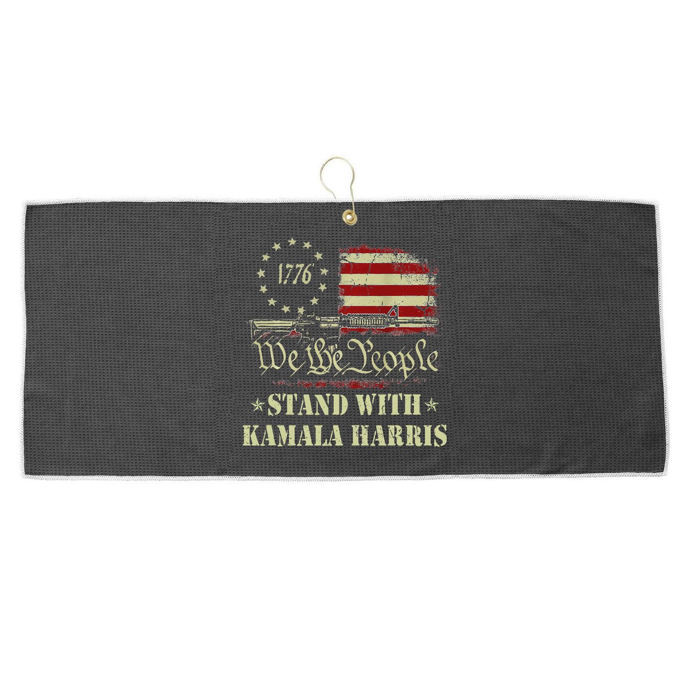 We The People Stand With Kamala Harris 2024 American Flag Large Microfiber Waffle Golf Towel