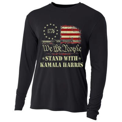 We The People Stand With Kamala Harris 2024 American Flag Cooling Performance Long Sleeve Crew