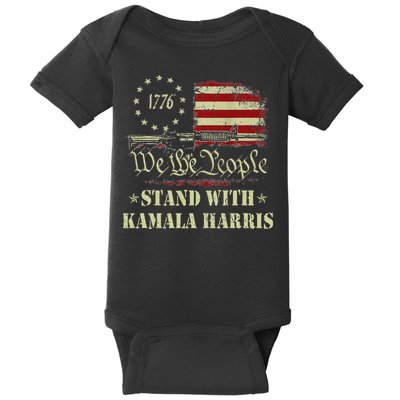 We The People Stand With Kamala Harris 2024 American Flag Baby Bodysuit