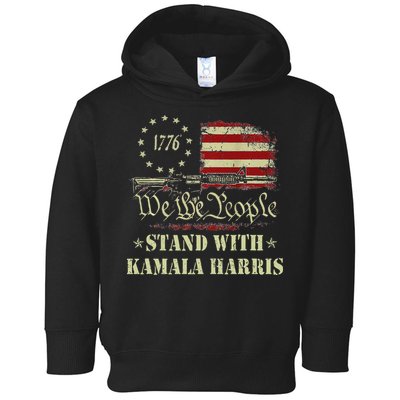 We The People Stand With Kamala Harris 2024 American Flag Toddler Hoodie