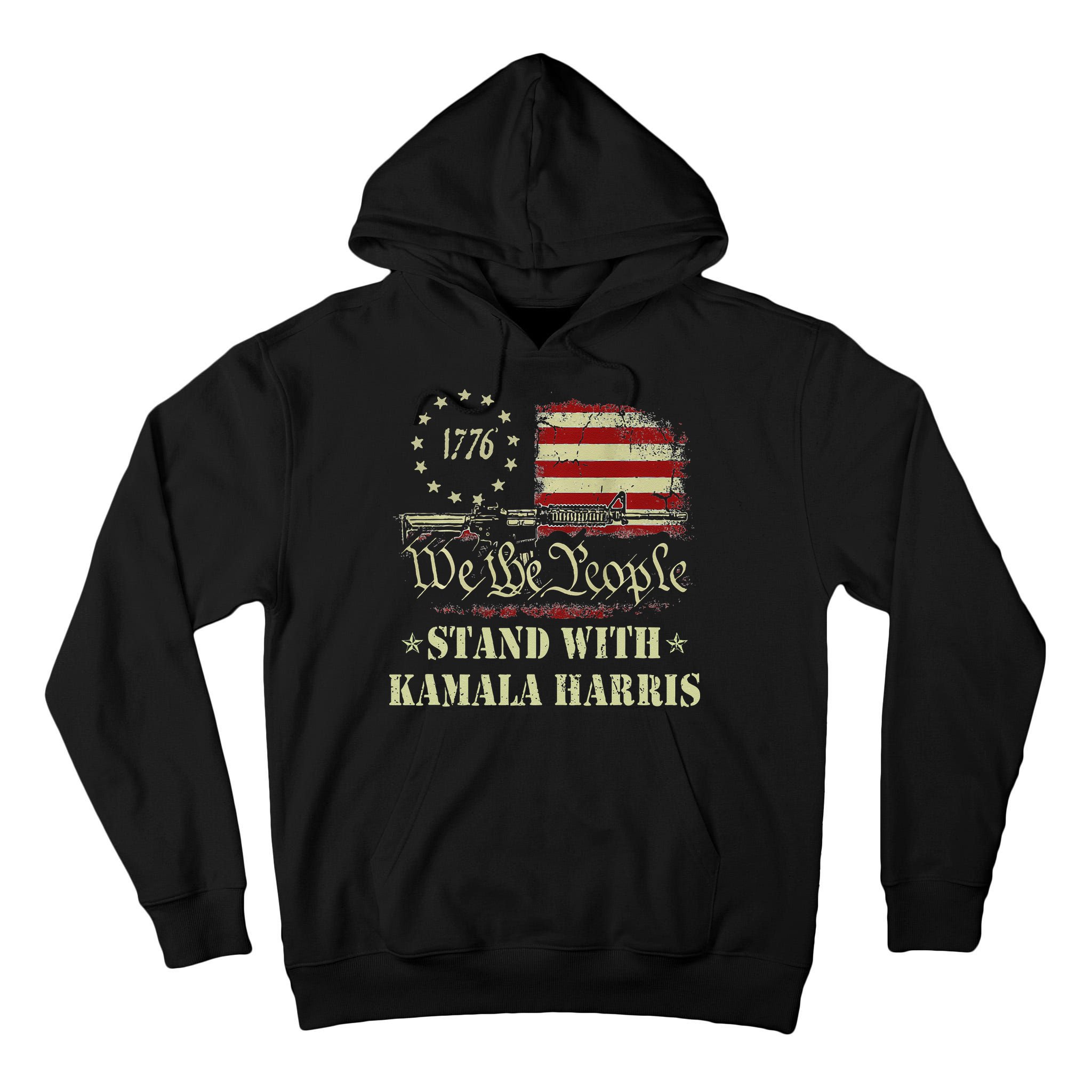 We The People Stand With Kamala Harris 2024 American Flag Tall Hoodie