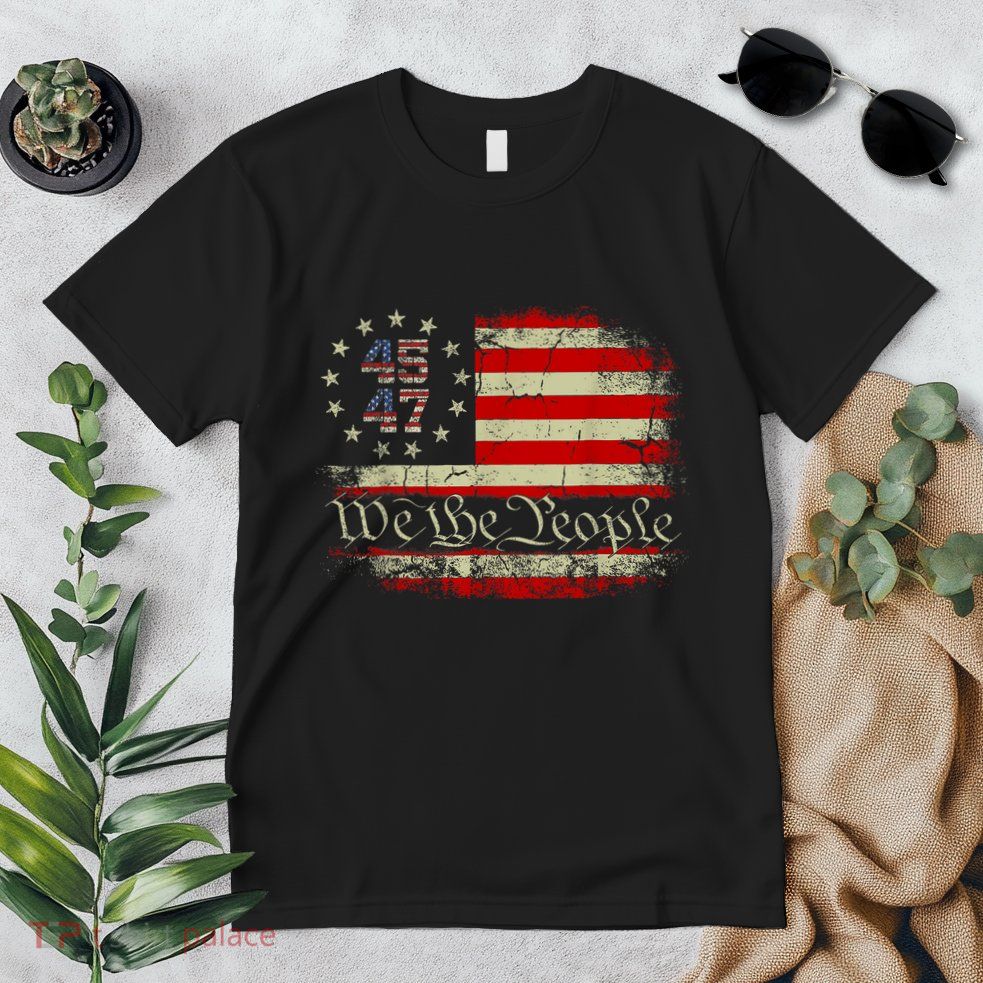 We The People Distressed Retro Flag 45 47 Trump Supporter Premium T-Shirt
