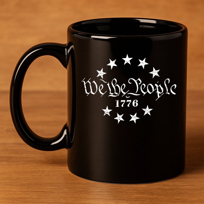 We The People Patriotic 4th Of July American Flag 11oz C Handle Ceramic Mug