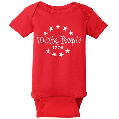 We The People Patriotic 4th Of July American Flag Baby Bodysuit