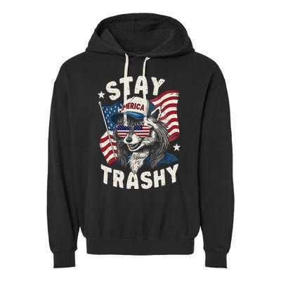 White Trash Party Attire Redneck Raccoon Stay Trashy Usa Garment-Dyed Fleece Hoodie