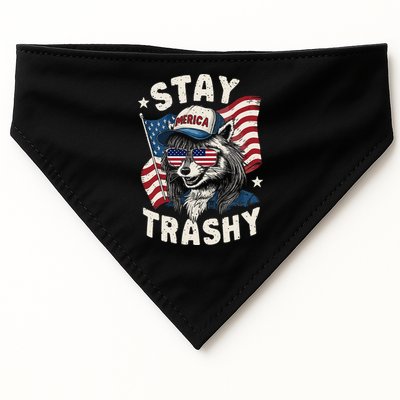 White Trash Party Attire Redneck Raccoon Stay Trashy Usa USA-Made Doggie Bandana