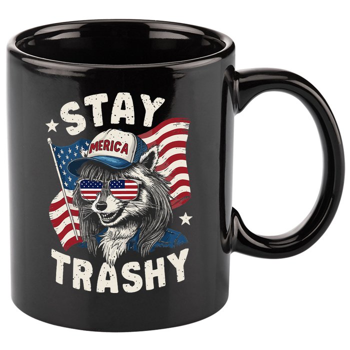 White Trash Party Attire Redneck Raccoon Stay Trashy Usa 11oz C Handle Ceramic Mug