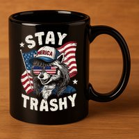 White Trash Party Attire Redneck Raccoon Stay Trashy Usa 11oz C Handle Ceramic Mug