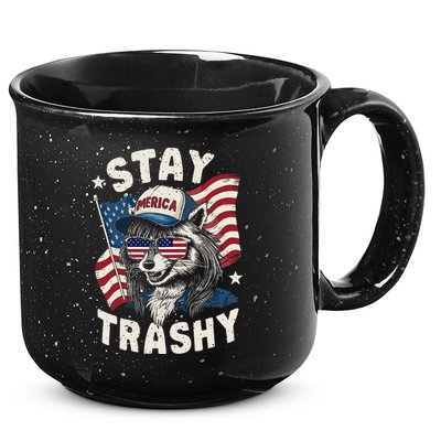 White Trash Party Attire Redneck Raccoon Stay Trashy Usa 15oz Campfire Ceramic Mug