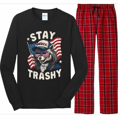 White Trash Party Attire Redneck Raccoon Stay Trashy Usa Long Sleeve Pajama Set